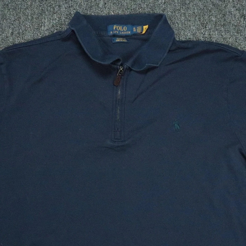Polo Ralph Lauren Shirt Mens XL Blue Short Sleeve Stretch‎ Mesh Quarter Zip